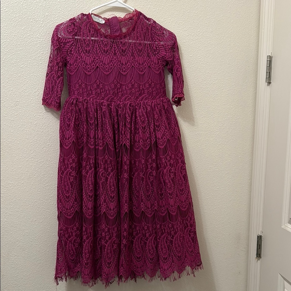 Pink A-line Mock Neck Dress with Cuffed Sleeves